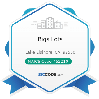Bigs Lots - NAICS Code 452210 - Department Stores