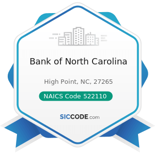 Bank of North Carolina - NAICS Code 522110 - Commercial Banking