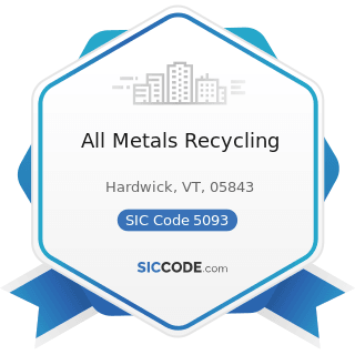 All Metals Recycling - SIC Code 5093 - Scrap and Waste Materials