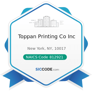 Toppan Printing Co Inc - NAICS Code 812921 - Photofinishing Laboratories (except One-Hour)