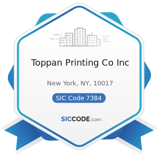 Toppan Printing Co Inc - SIC Code 7384 - Photofinishing Laboratories