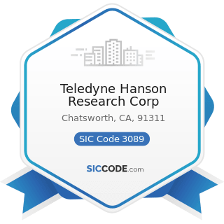 Teledyne Hanson Research Corp - SIC Code 3089 - Plastics Products, Not Elsewhere Classified