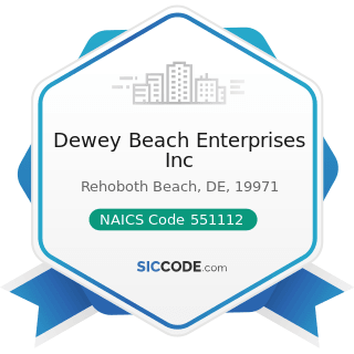 Dewey Beach Enterprises Inc - NAICS Code 551112 - Offices of Other Holding Companies