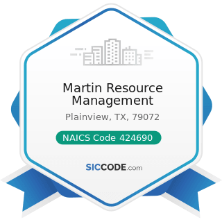 Martin Resource Management - NAICS Code 424690 - Other Chemical and Allied Products Merchant...