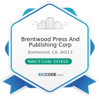 Brentwood Press And Publishing Corp - NAICS Code 541810 - Advertising Agencies