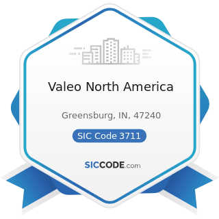 Valeo North America - SIC Code 3711 - Motor Vehicles and Passenger Car Bodies