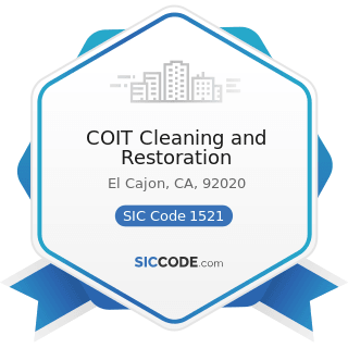 COIT Cleaning and Restoration - SIC Code 1521 - General Contractors-Single-Family Houses