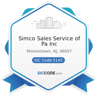 Simco Sales Service of Pa Inc - SIC Code 5143 - Dairy Products, except Dried or Canned
