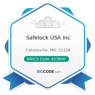 Safelock USA Inc - NAICS Code 423840 - Industrial Supplies Merchant Wholesalers