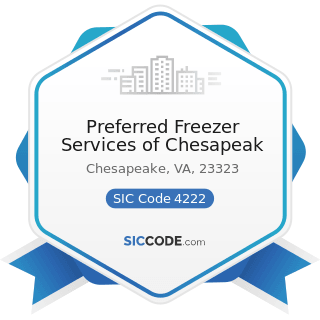 Preferred Freezer Services of Chesapeak - SIC Code 4222 - Refrigerated Warehousing and Storage
