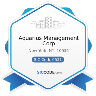 Aquarius Management Corp - SIC Code 6531 - Real Estate Agents and Managers