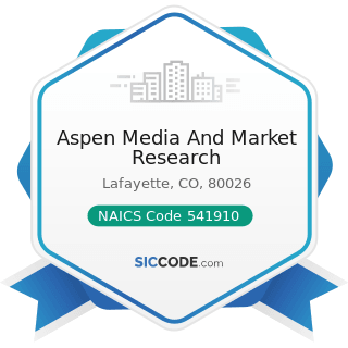 Aspen Media And Market Research - NAICS Code 541910 - Marketing Research and Public Opinion...