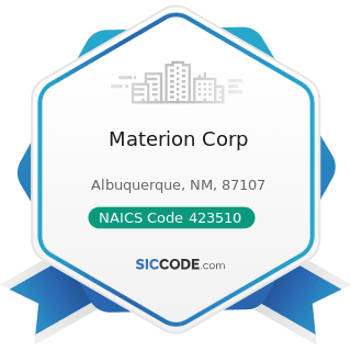 Materion Corp - NAICS Code 423510 - Metal Service Centers and Other Metal Merchant Wholesalers