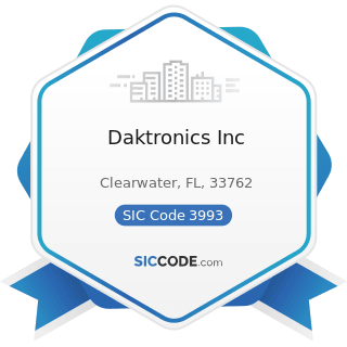 Daktronics Inc - SIC Code 3993 - Signs and Advertising Specialties