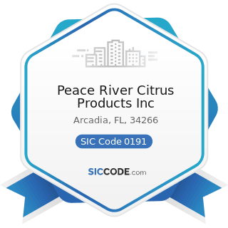 Peace River Citrus Products Inc - SIC Code 0191 - General Farms, Primarily Crop