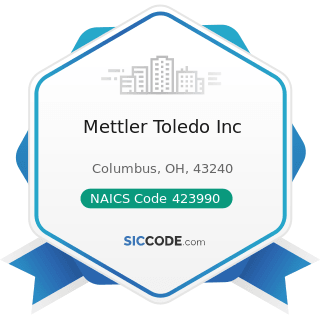 Mettler Toledo Inc - NAICS Code 423990 - Other Miscellaneous Durable Goods Merchant Wholesalers