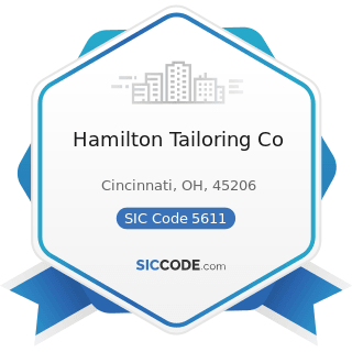 Hamilton Tailoring Co - SIC Code 5611 - Men's and Boys' Clothing and Accessory Stores