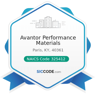 Avantor Performance Materials - NAICS Code 325412 - Pharmaceutical Preparation Manufacturing