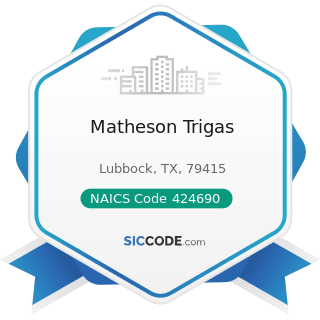 Matheson Trigas - NAICS Code 424690 - Other Chemical and Allied Products Merchant Wholesalers