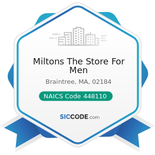 Miltons The Store For Men - NAICS Code 448110 - Men's Clothing Stores