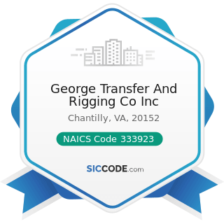 George Transfer And Rigging Co Inc - NAICS Code 333923 - Overhead Traveling Crane, Hoist, and...