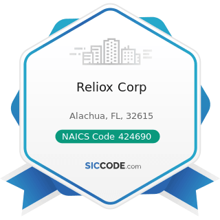 Reliox Corp - NAICS Code 424690 - Other Chemical and Allied Products Merchant Wholesalers