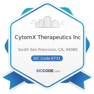 CytomX Therapeutics Inc - SIC Code 8731 - Commercial Physical and Biological Research