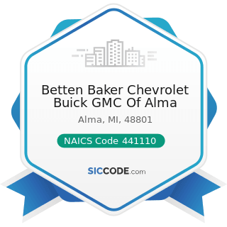 Betten Baker Chevrolet Buick GMC Of Alma - NAICS Code 441110 - New Car Dealers