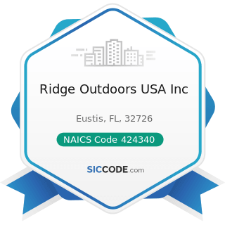 Ridge Outdoors USA Inc - NAICS Code 424340 - Footwear Merchant Wholesalers