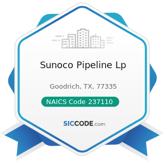 Sunoco Pipeline Lp - NAICS Code 237110 - Water and Sewer Line and Related Structures Construction