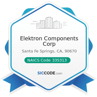 Elektron Components Corp - NAICS Code 335313 - Switchgear and Switchboard Apparatus Manufacturing