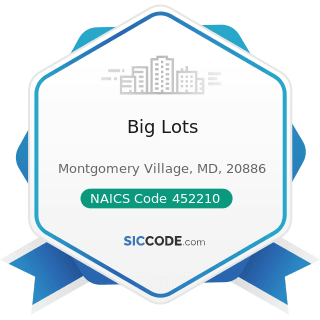 Big Lots - NAICS Code 452210 - Department Stores