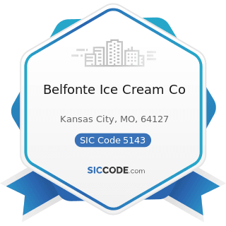 Belfonte Ice Cream Co - SIC Code 5143 - Dairy Products, except Dried or Canned