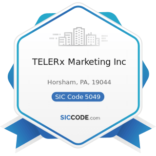 TELERx Marketing Inc - SIC Code 5049 - Professional Equipment and Supplies, Not Elsewhere...