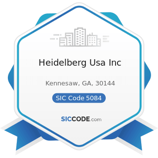 Heidelberg Usa Inc - SIC Code 5084 - Industrial Machinery and Equipment