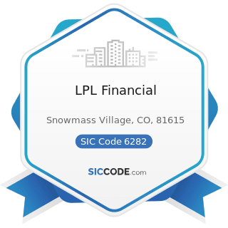 LPL Financial - SIC Code 6282 - Investment Advice