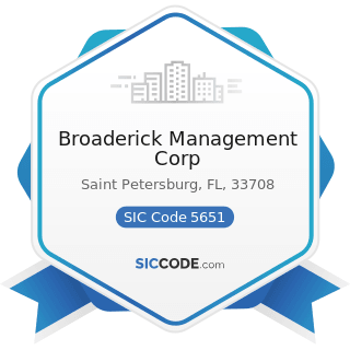 Broaderick Management Corp - SIC Code 5651 - Family Clothing Stores
