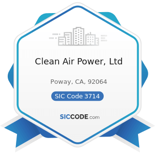 Clean Air Power, Ltd - SIC Code 3714 - Motor Vehicle Parts and Accessories