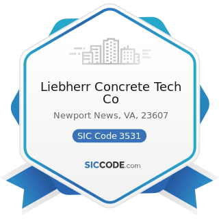 Liebherr Concrete Tech Co - SIC Code 3531 - Construction Machinery and Equipment