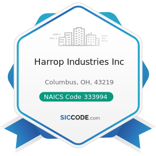 Harrop Industries Inc - NAICS Code 333994 - Industrial Process Furnace and Oven Manufacturing