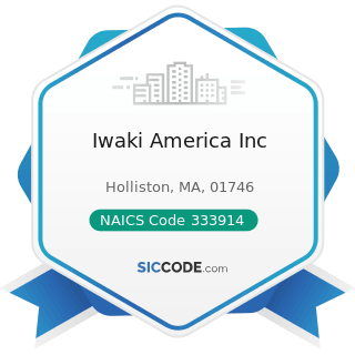 Iwaki America Inc - NAICS Code 333914 - Measuring, Dispensing, and Other Pumping Equipment...