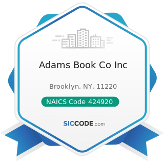 Adams Book Co Inc - NAICS Code 424920 - Book, Periodical, and Newspaper Merchant Wholesalers