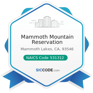 Mammoth Mountain Reservation - NAICS Code 531312 - Nonresidential Property Managers