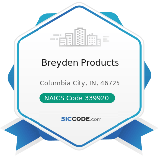 Breyden Products - NAICS Code 339920 - Sporting and Athletic Goods Manufacturing