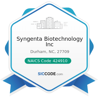 Syngenta Biotechnology Inc - NAICS Code 424910 - Farm Supplies Merchant Wholesalers