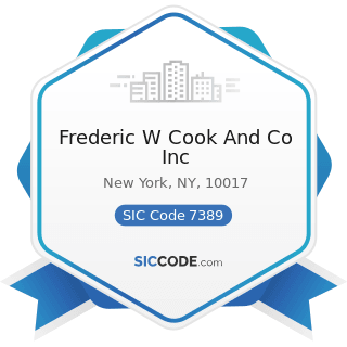 Frederic W Cook And Co Inc - SIC Code 7389 - Business Services, Not Elsewhere Classified