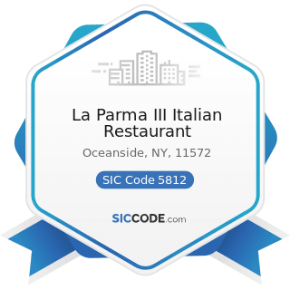 La Parma III Italian Restaurant - SIC Code 5812 - Eating Places