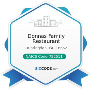 Donnas Family Restaurant - NAICS Code 722511 - Full-Service Restaurants