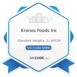 Kronos Foods Inc - SIC Code 5099 - Durable Goods, Not Elsewhere Classified