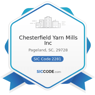 Chesterfield Yarn Mills Inc - SIC Code 2281 - Yarn Spinning Mills